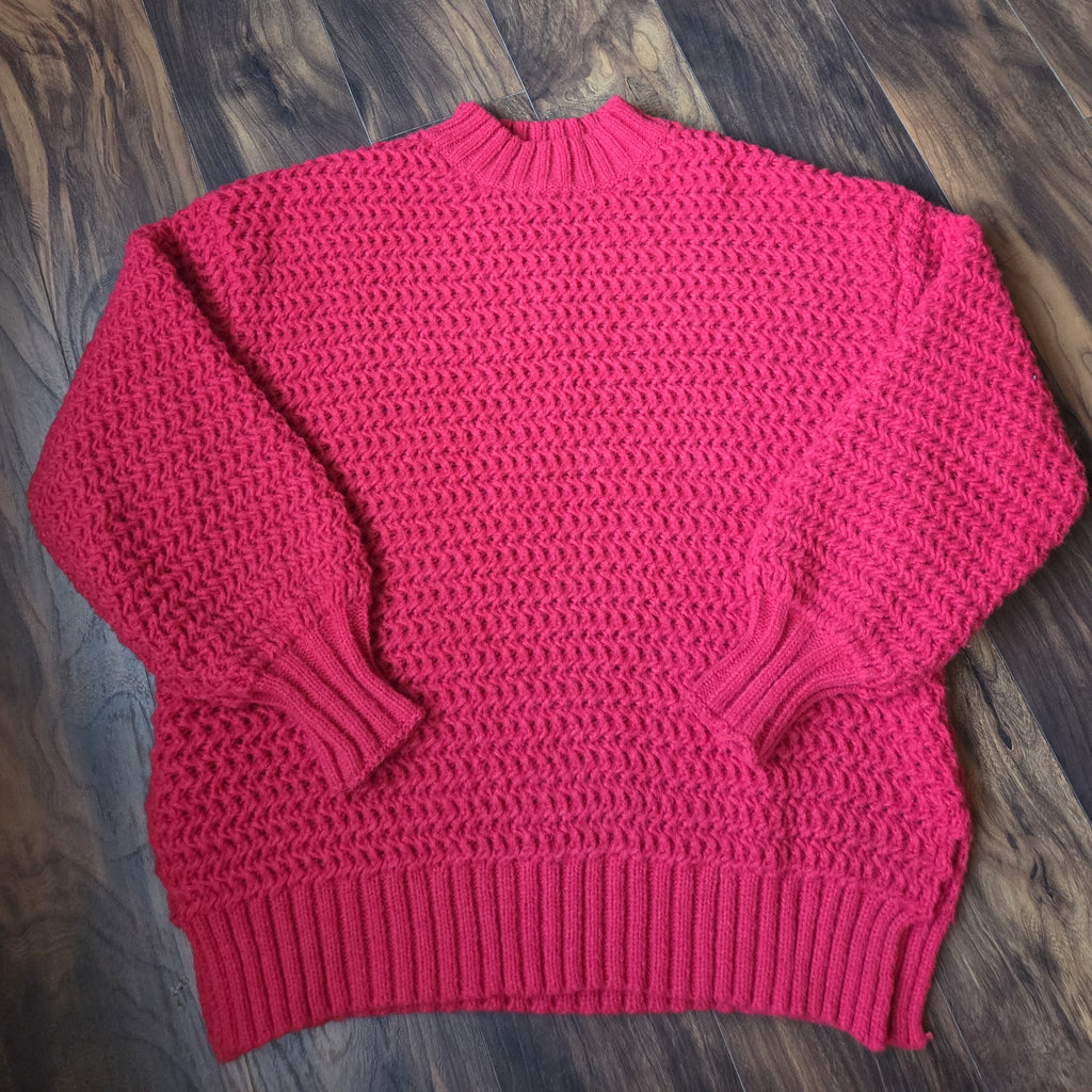 Red Chunky Knit Wool Sweater