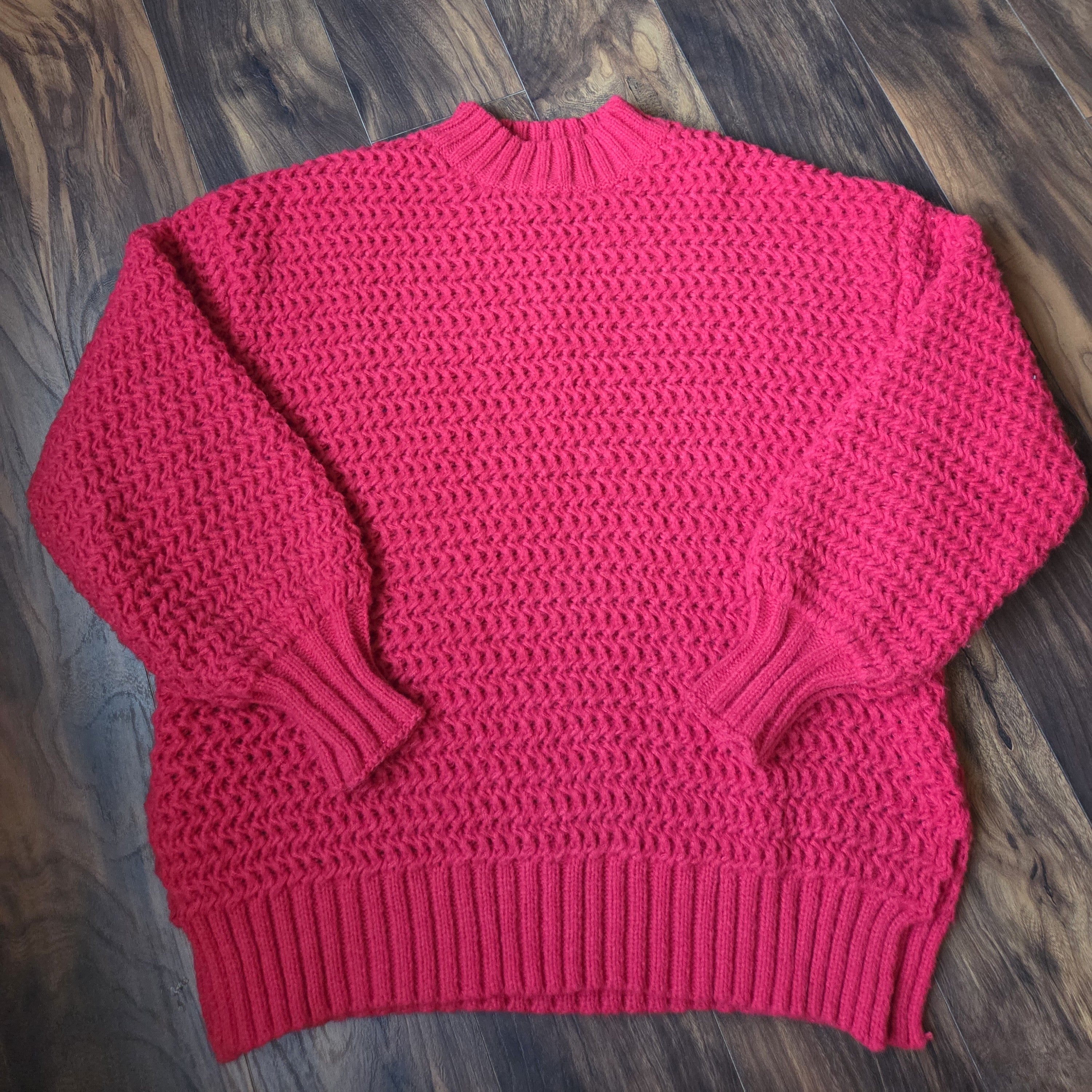 Red Chunky Knit Wool Sweater