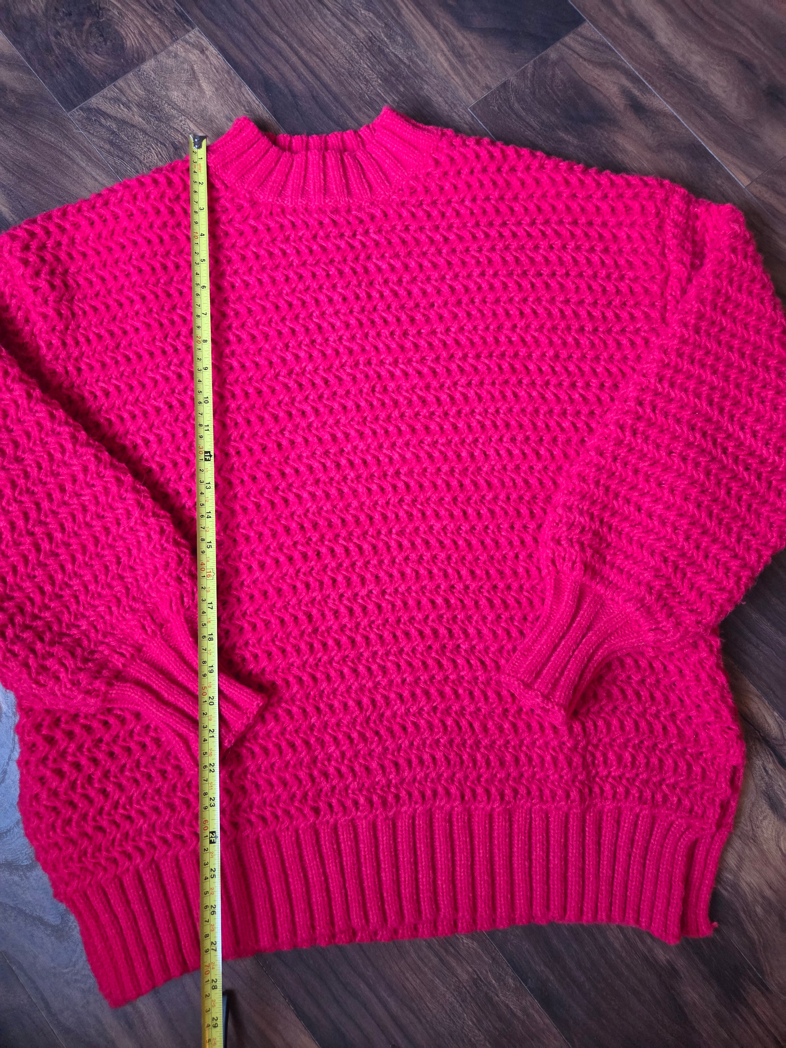 Red Chunky Knit Wool Sweater