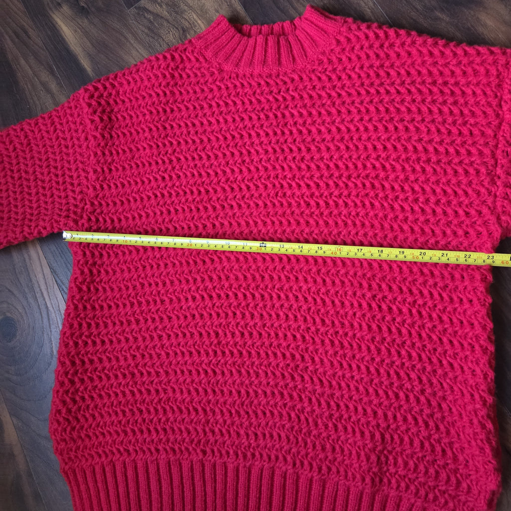 Red Chunky Knit Wool Sweater