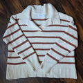 Cream & Brown Striped Knit Sweater