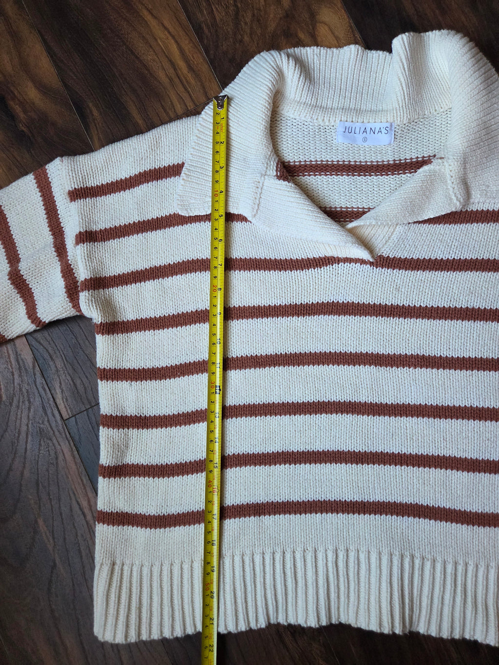 Cream & Brown Striped Knit Sweater