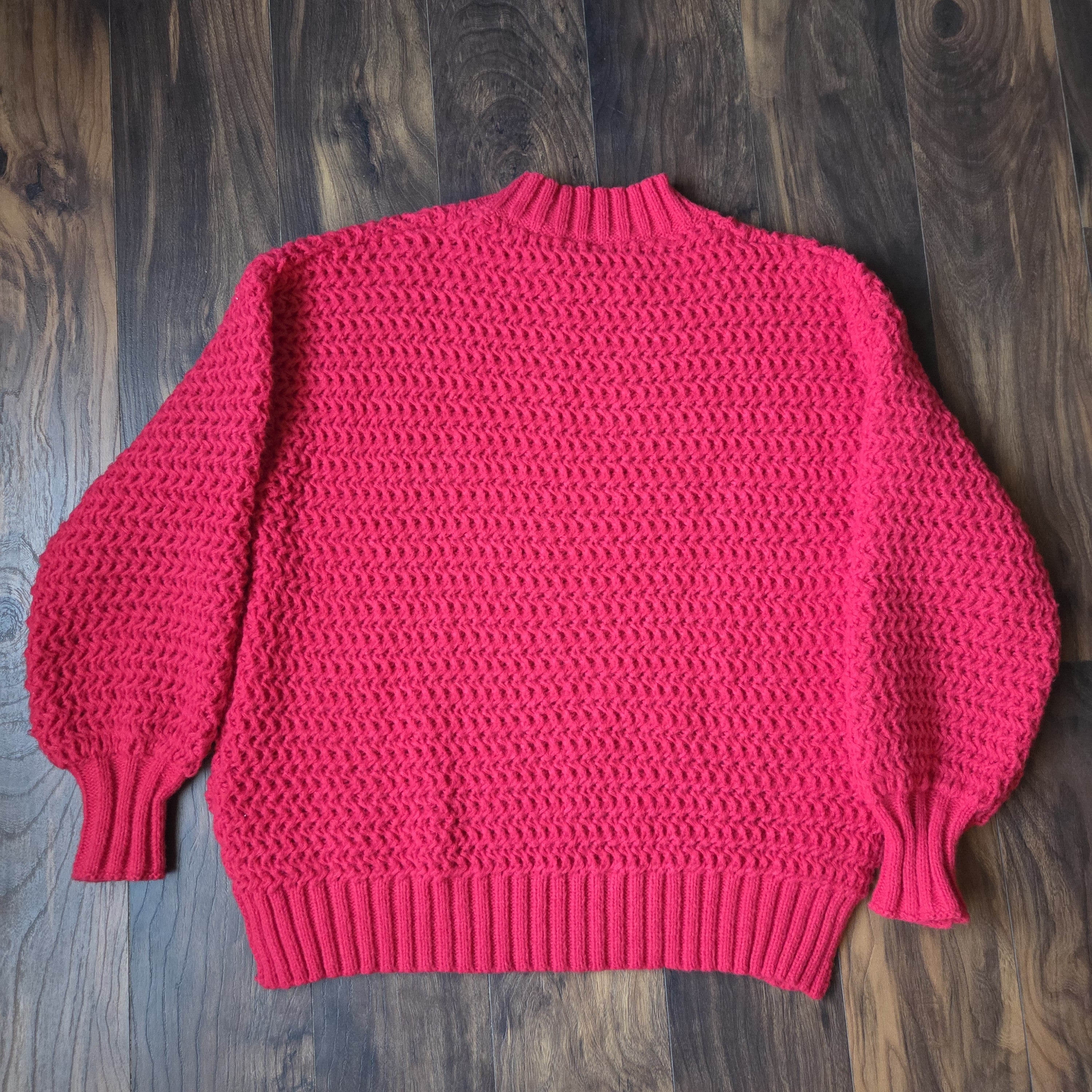 Red Chunky Knit Wool Sweater