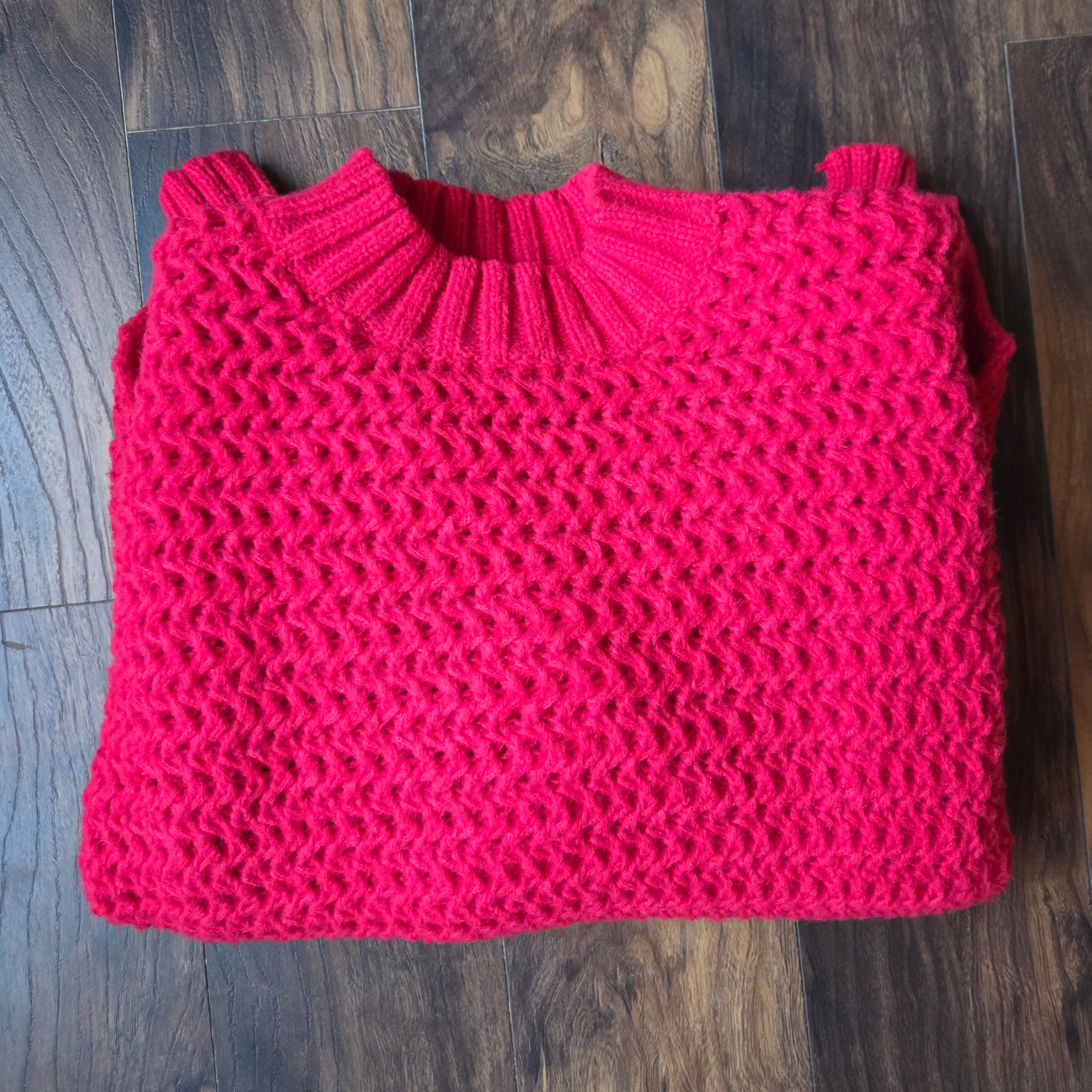 Red Chunky Knit Wool Sweater