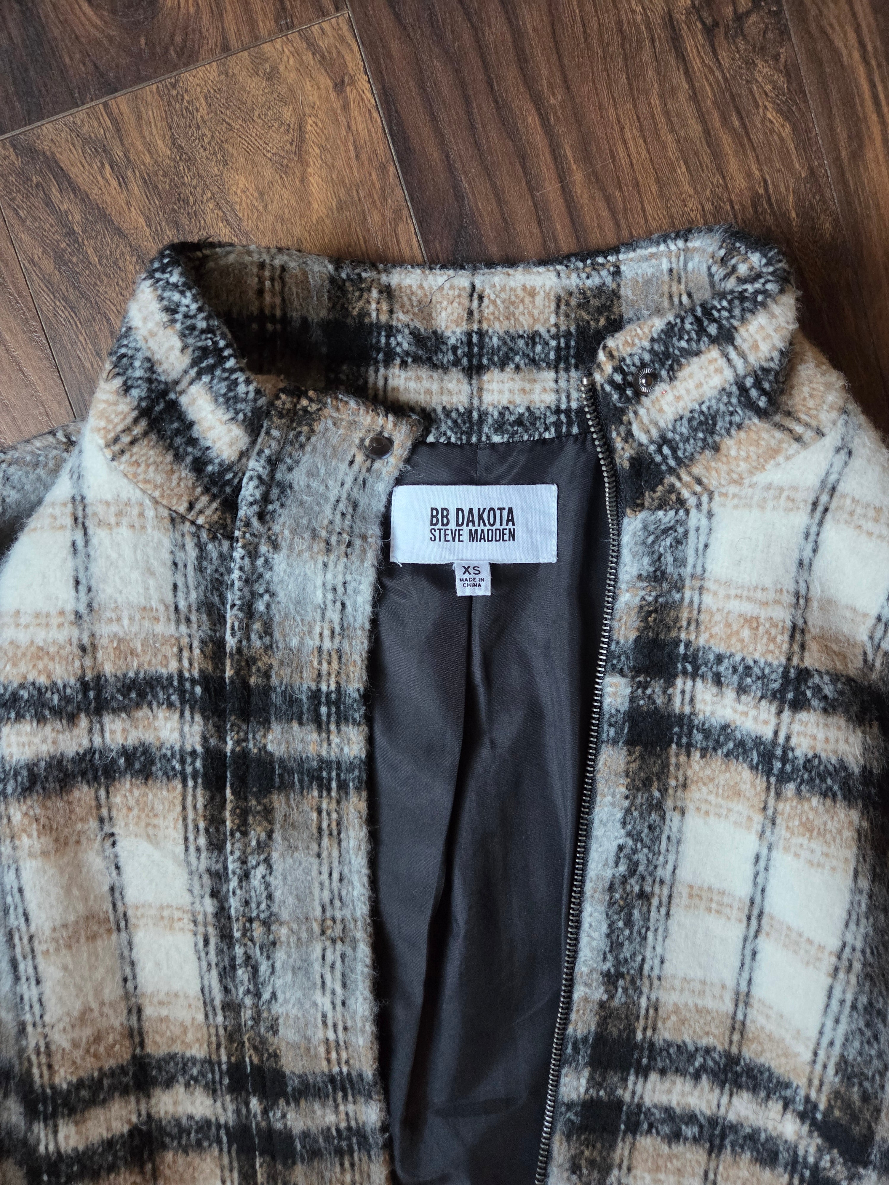 Black & White Plaid Flannel Jacket