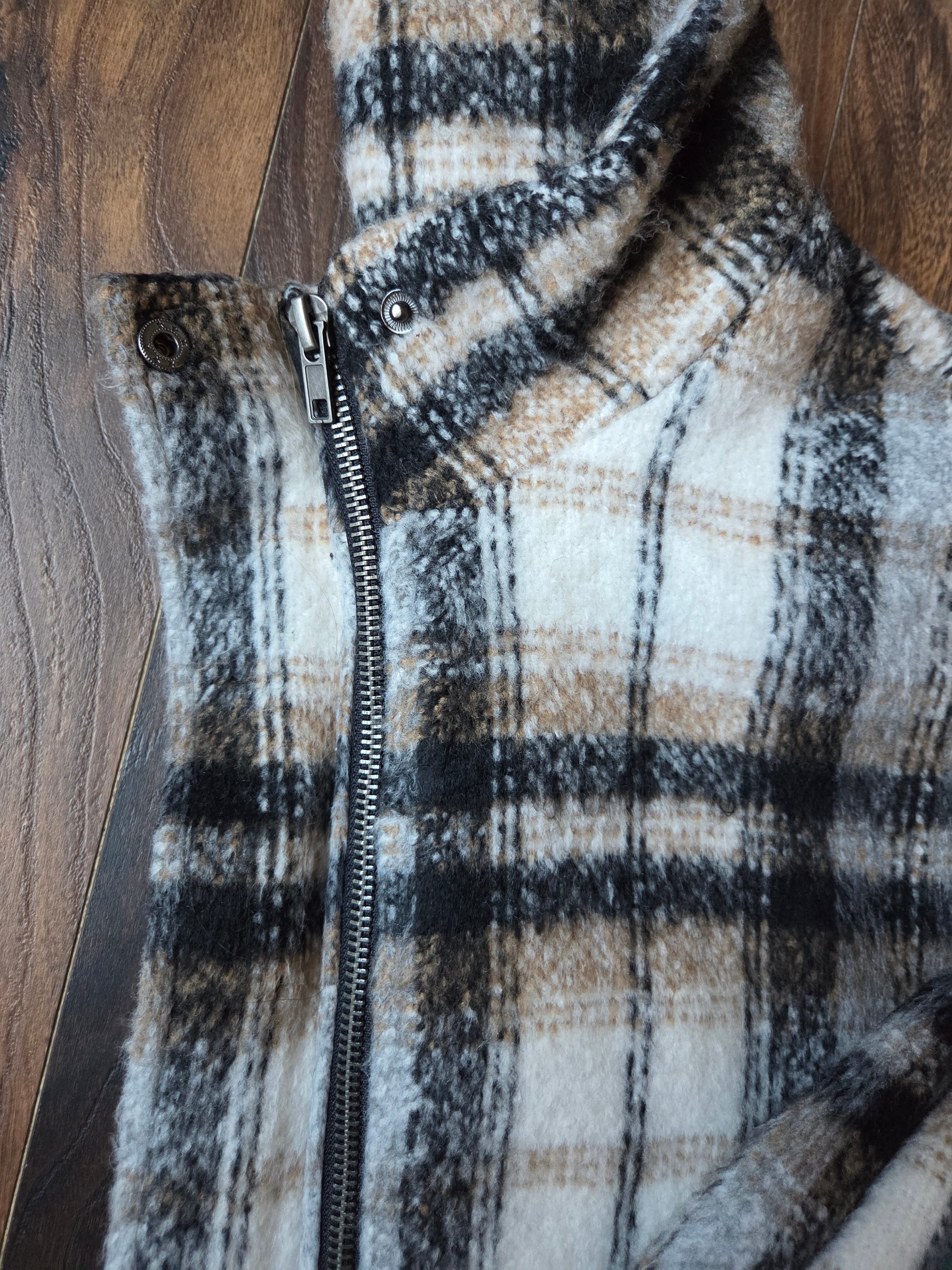 Black & White Plaid Flannel Jacket