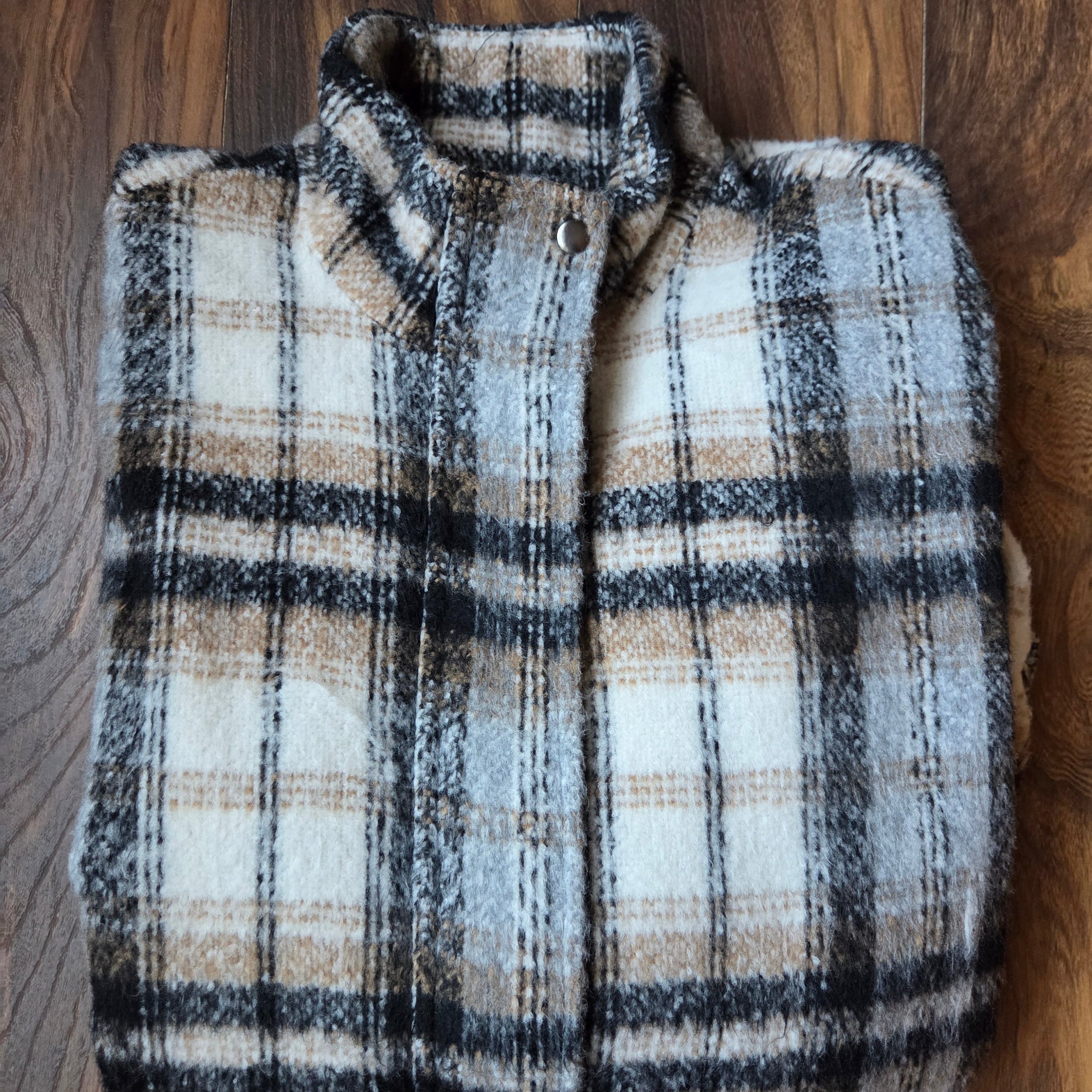 Black & White Plaid Flannel Jacket