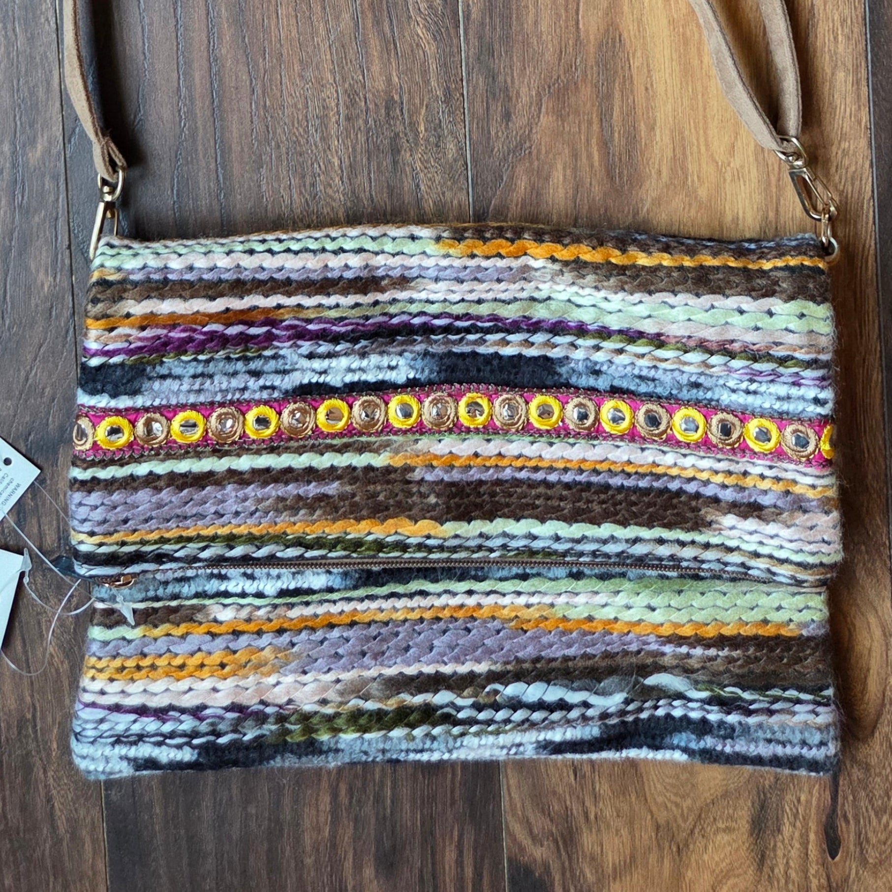 Bohemian Woven Stripe Crossbody Bag