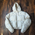 White Cropped Puffer Jacket – Size Large