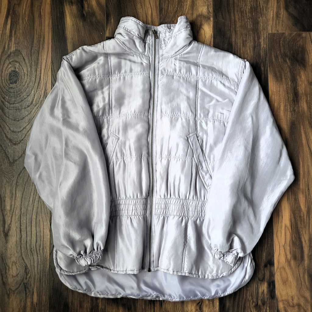 Vintage EVR DIV Rousso 100% Silk Purple Bomber Jacket