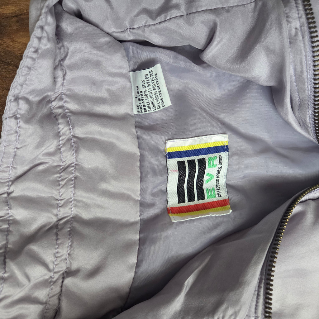 Vintage EVR DIV Rousso 100% Silk Purple Bomber Jacket