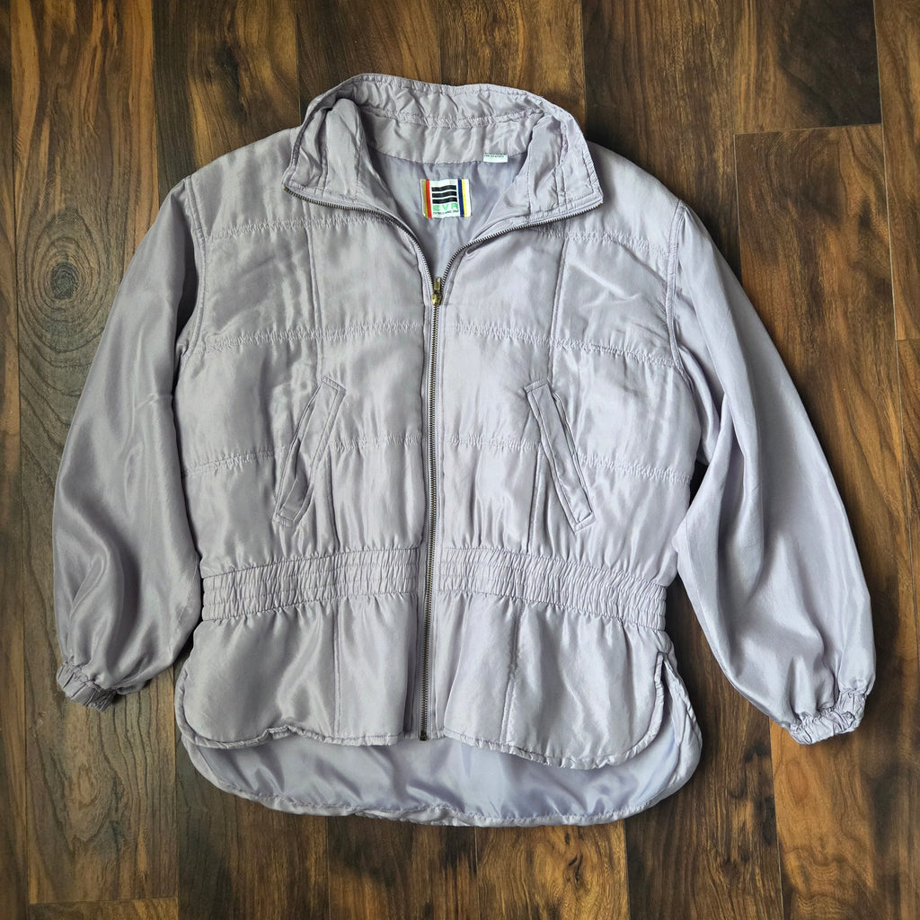 Vintage EVR DIV Rousso 100% Silk Purple Bomber Jacket