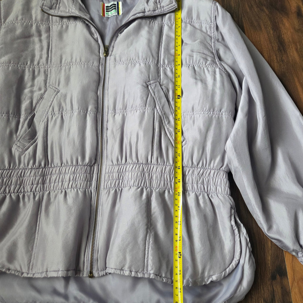 Vintage EVR DIV Rousso 100% Silk Purple Bomber Jacket