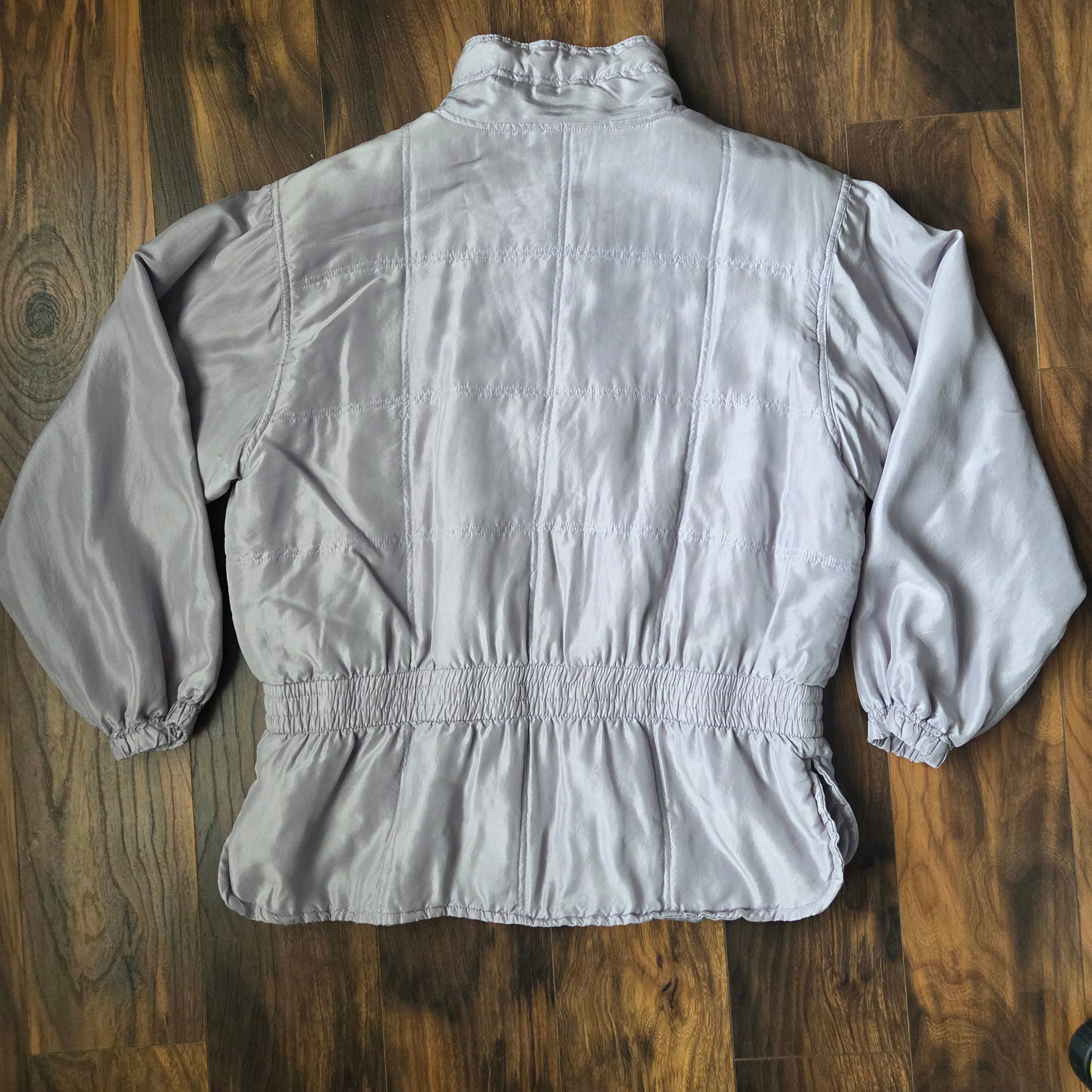 Vintage EVR DIV Rousso 100% Silk Purple Bomber Jacket