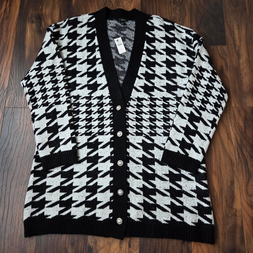 Talbots Black & White Houndstooth Cardigan