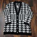 Talbots Black & White Houndstooth Cardigan