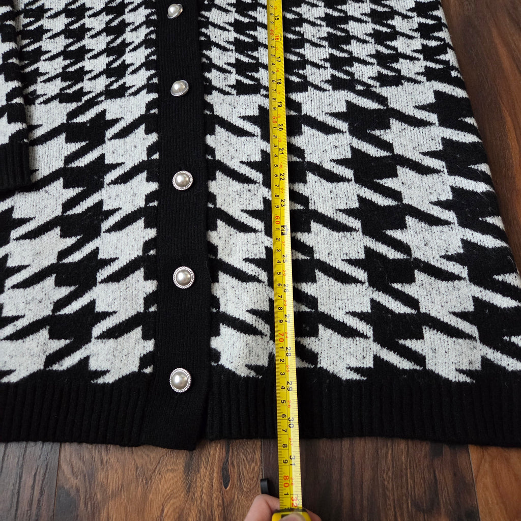 Talbots Black & White Houndstooth Cardigan
