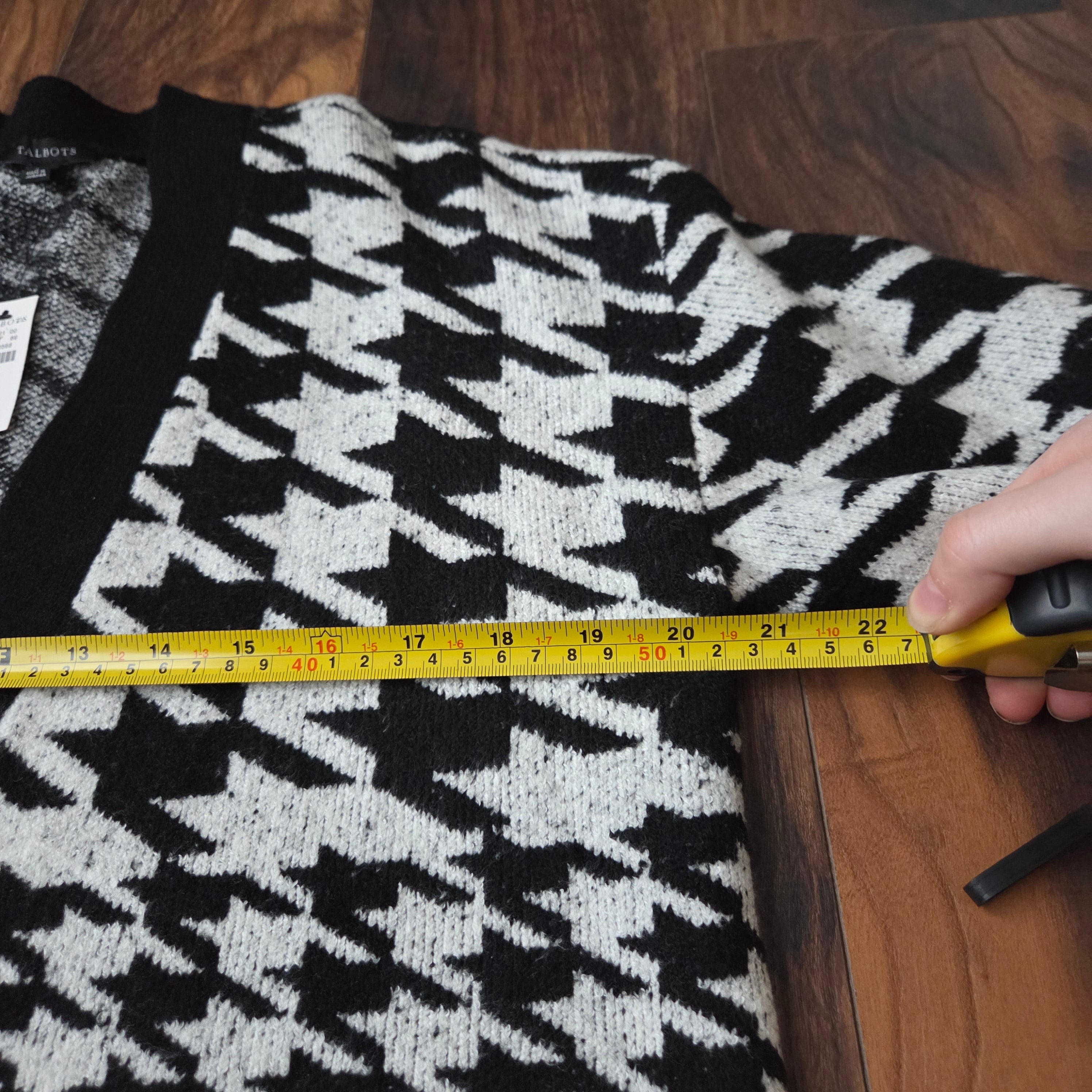 Talbots Black & White Houndstooth Cardigan