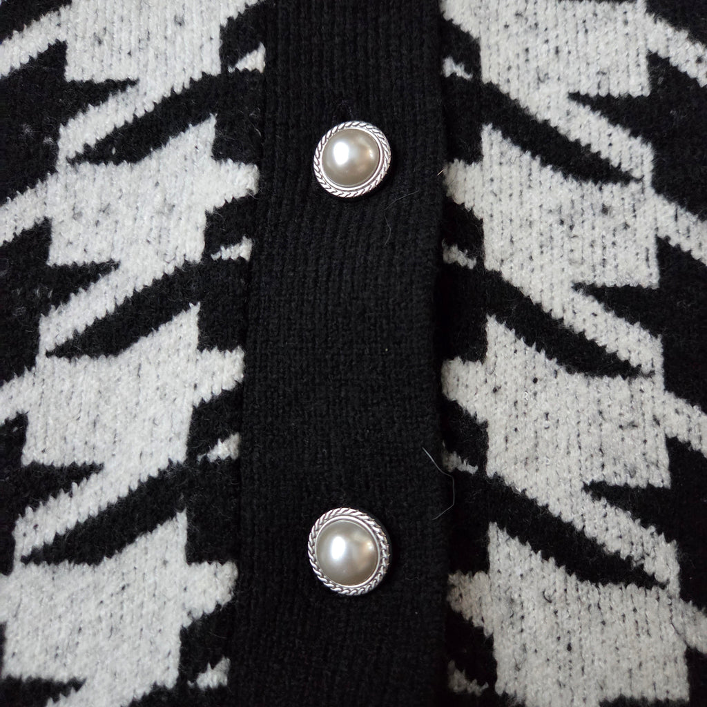 Talbots Black & White Houndstooth Cardigan