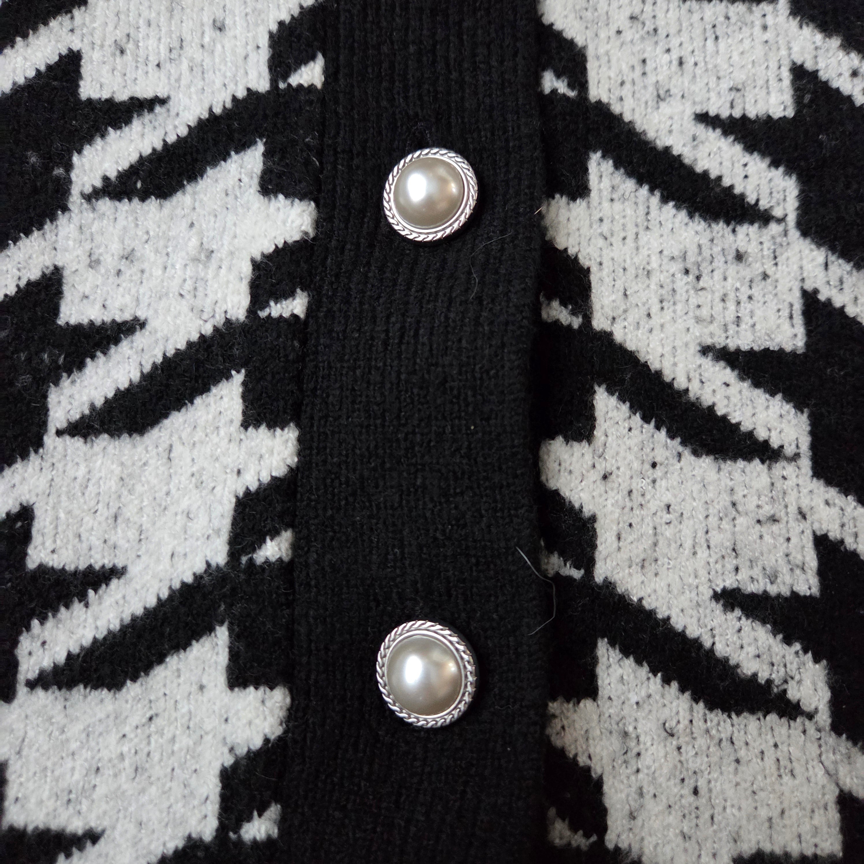 Talbots Black & White Houndstooth Cardigan