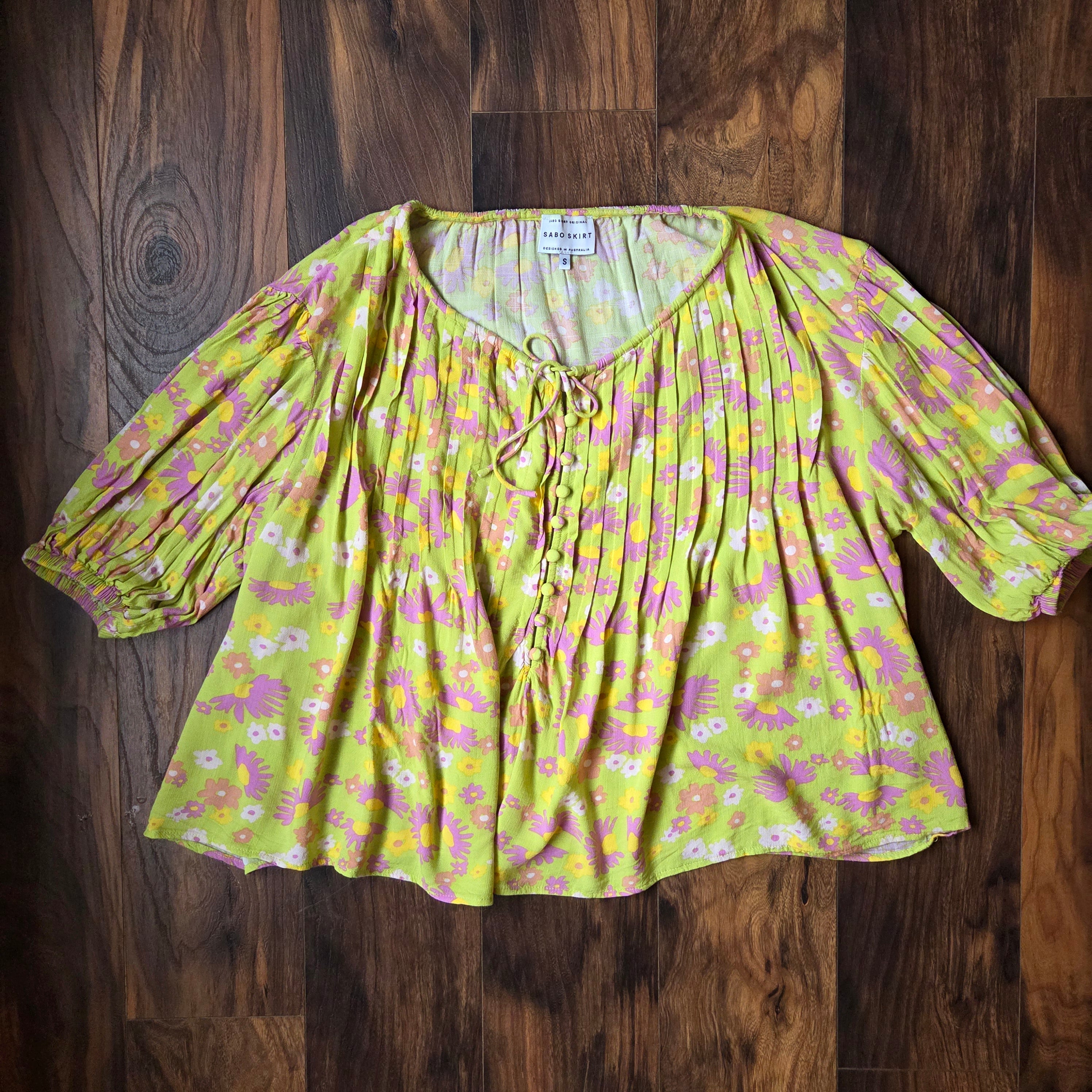 Sabo Skirt Floral Puff Sleeve Crop Top