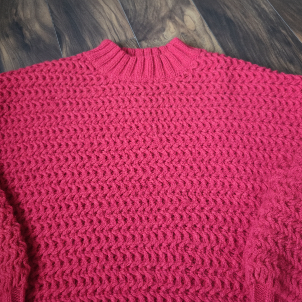 Red Chunky Knit Wool Sweater