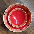 Handmade Pottery Serving Bowls – Set of 3 – Red Glaze w/ Speckled Rim