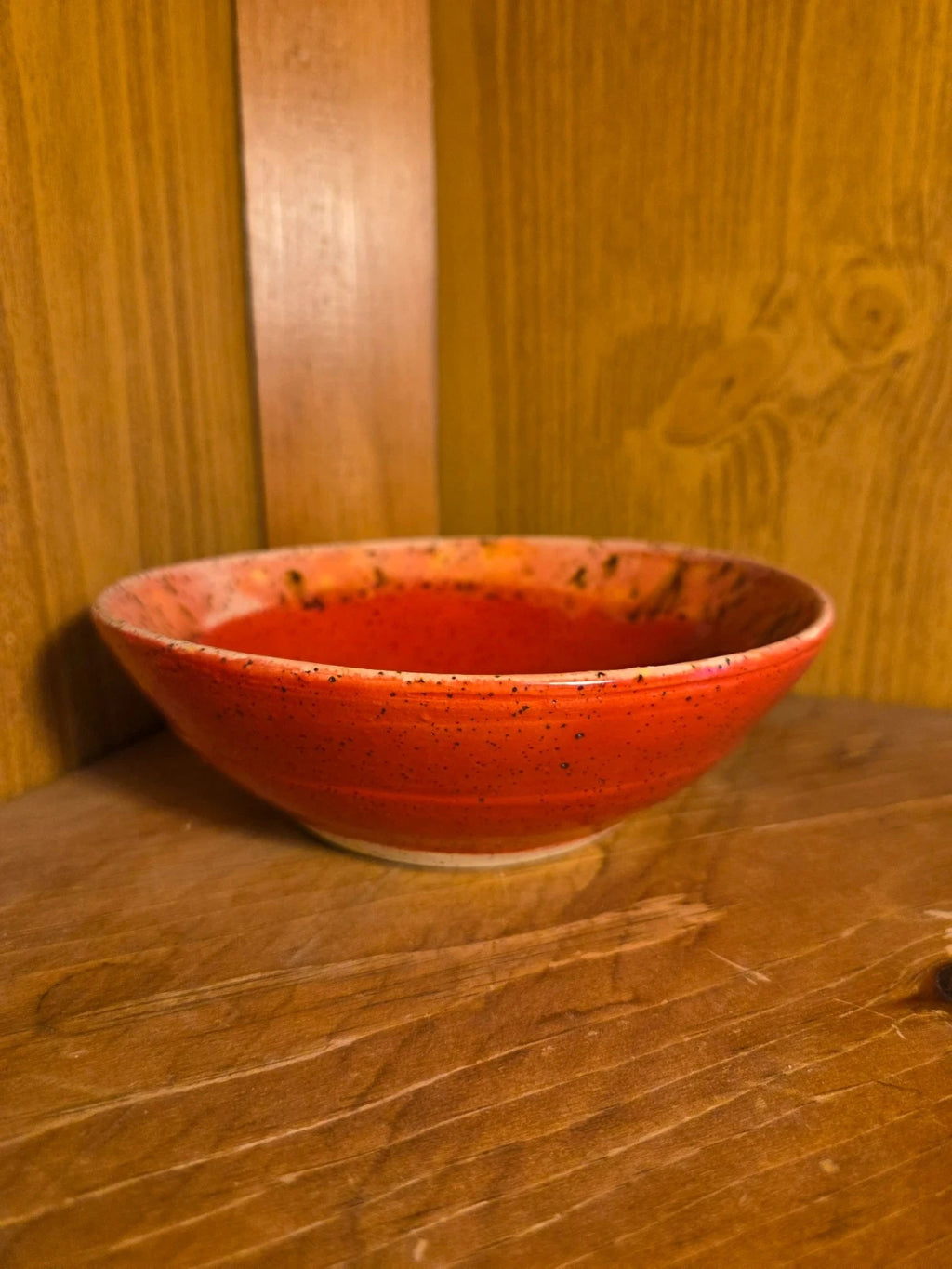 Handmade Pottery Serving Bowls – Set of 3 – Red Glaze w/ Speckled Rim