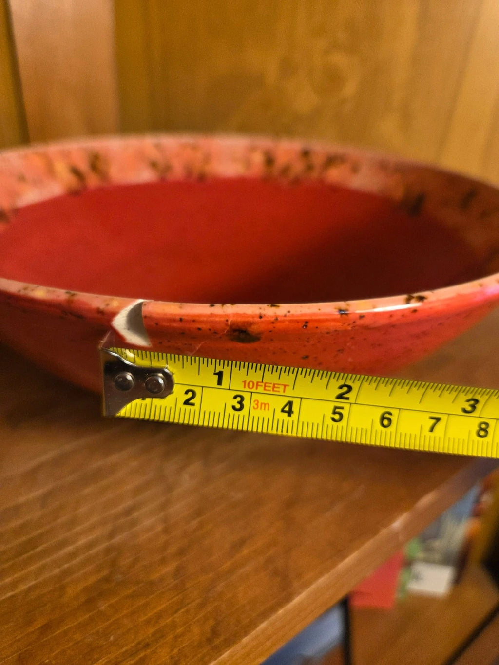 Handmade Pottery Serving Bowls – Set of 3 – Red Glaze w/ Speckled Rim