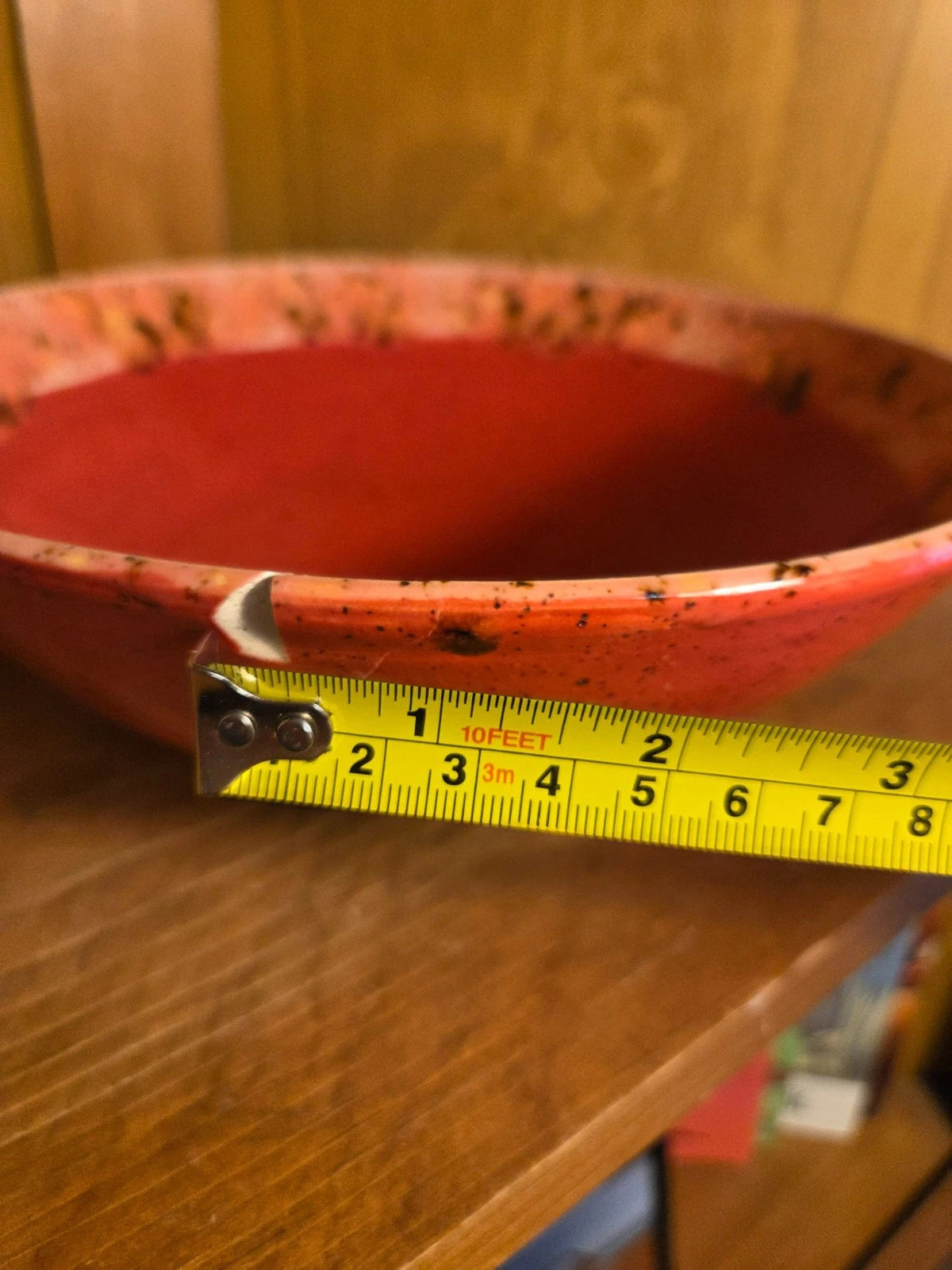 Handmade Pottery Serving Bowls – Set of 3 – Red Glaze w/ Speckled Rim
