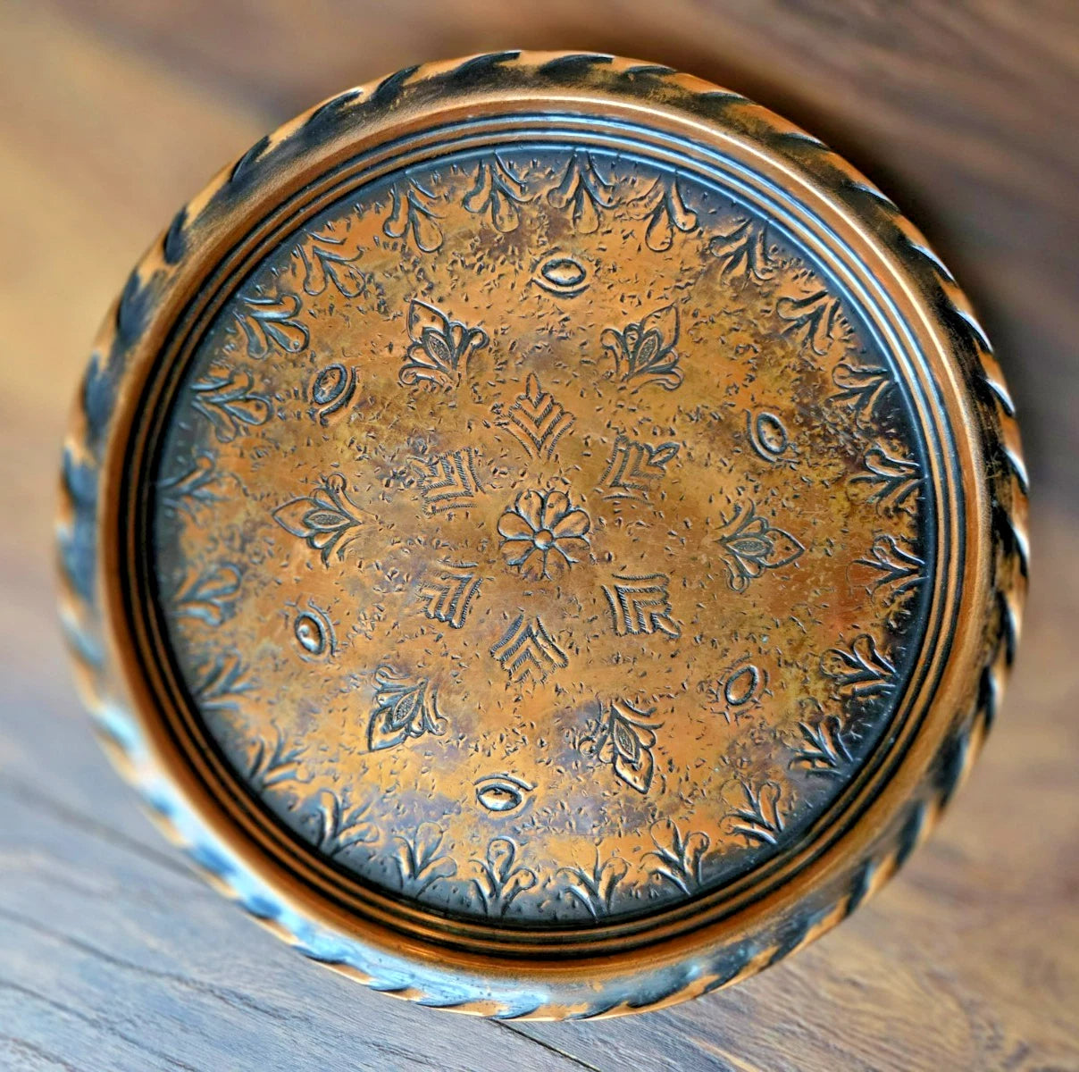 Copper Decorative Tray Vintage Style Home Decor