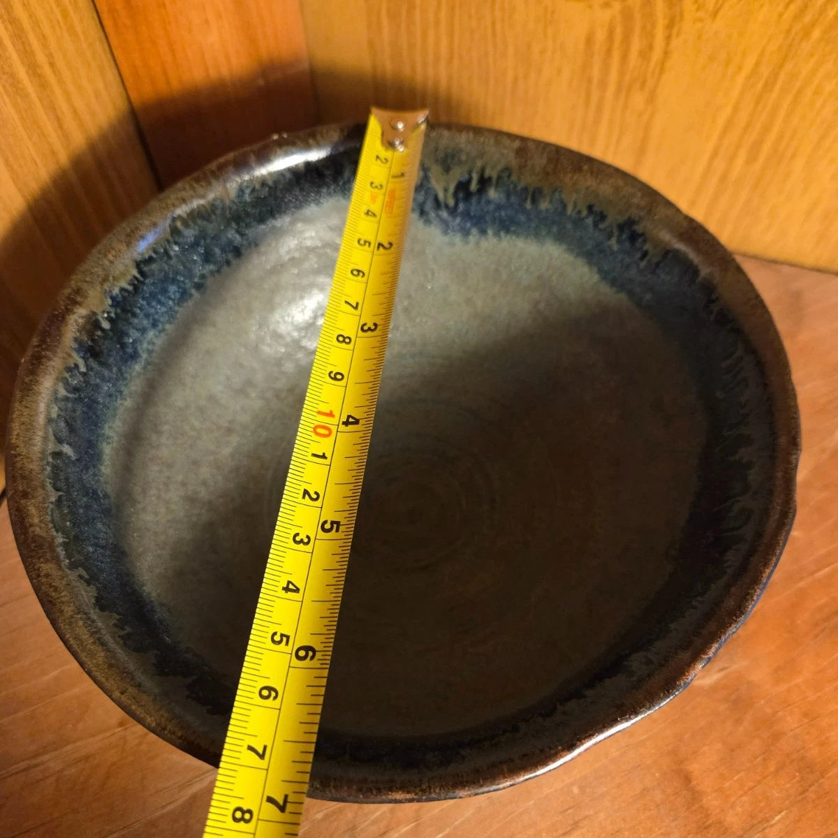 Handmade Pottery Stoneware Art Pottery Bowl Brown Blue Decorative Artist Stamped